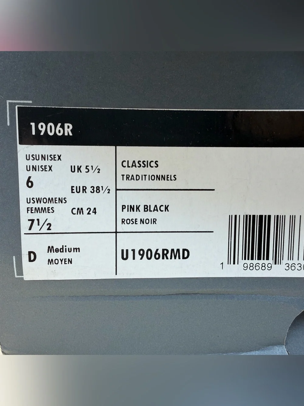 New Balance 1906R Desert Heat Black Pink Size 7.5 women’s New damaged box